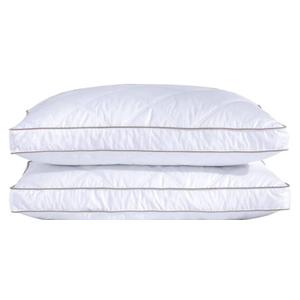 Goose Feathers and Down Pillow for Sleeping Hotel Collection Bed Pillows, Gusseted, Queen, Set of 2