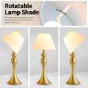 Mr.White Rechargeable Cordless Table Lamp with E26 LED Bulb, 5200mAh Battery Operated Portable Table Light with Fabric Shade, for Patio Restaurant Kitchen Bedside Living Room (Gold)