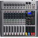 8 Channel mixer professional Audio Mixer, dj mixer with Individual Channel Control and USB Audio Recording & Editing via Computer, All-Metal mezcladora para dj (8 Channel)