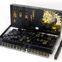 IWUTEFET [Portable Mahjong] Travel Pack 144pcs of Black Golden Mahjong,Includes 2 Dice / 4 Mahjong Fixing Slots,as Halloween Mahjong, Full Size for On-The-Go Fun & Table Games