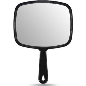 OMIRO 9.3" L x 6.6" W Hand Mirror, All Black Handheld Mirror with Handle