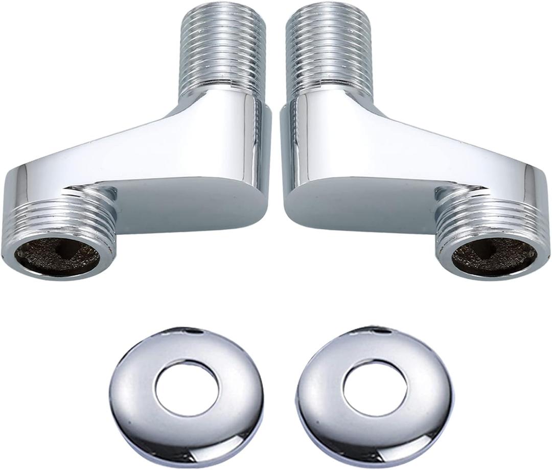 Gnimauhz Solid Brass Chrome Wall Mount Clawfoot Tub 3-3/8 Inch Adapter Claw Foot Bathtub Shower Faucet Adjustable Swing Arms Commercial Utility Eccentric Screw Plus Size 1 Pair (Plating)