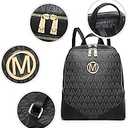 MKP Women's Fashion Medium Backpack Purse Set - 1 Pcs PU Leather Shoulder Bag with Double Zipper for Travel and Daily Use