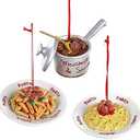 Kurt Adler 3"-3.5" Meatballs Pasta and Sauce Pan Ornaments (Set of 3)
