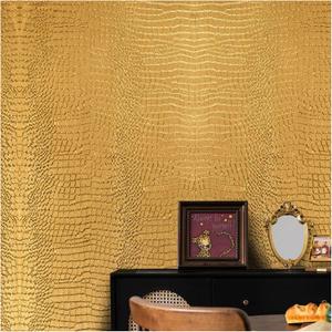 Peel and Stick Wallpaper Gold Crocodile Wallpaper 15.7" X 393"