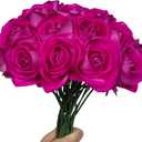 FagusHome 30 Pcs Silk Rose Artificial Flowers Roses Bulk Bouquet Fake Flowers Rose Heads with Stems for Home Wedding Decor (Purple)