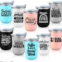 Reallnaive 10 Pack Social Worker Appreciation Gifts Stainless Steel Coffee Cups Bulk Motivational Gifts 12 Ounces Enamel Double Wall Cups for Employees Coworkers Teachers Friends (Classic)