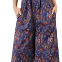 Anoumcy Spaghetti Strap Boho Wide Leg Jumpsuits for Women Summer Casual Sleeveless Long Rompers Trendy One Piece Outfits Size M