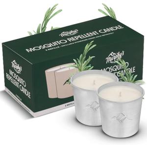 Murphy's Naturals Mosquito Repellent Candle Refills for Outdoor Patio, DEET-Free, Plant-Based Essential Oils, Soy & Beeswax Blend, 9oz Refills, 2-Pack
