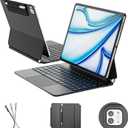 RAYMCRAFT for iPad Air 13-inch Case with Keyboard M4/M3/M2 (2026/2025/2024) & iPad Pro 12.9" (6th/5th/4th/3rd) Magic Keyboard, 11-Color Backlight with Safe Pencil Buckle, Multi-Touch Trackpad, Black