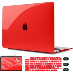 CISSOOK Compatible with MacBook Air 13 inch Case Red 2021 2020 2019 2018 Model A2337 M1 A2179 A1932, Hard Shell Case with Keyboard Cover for M1 Mac Air 13-inch with Touch ID 2021-2018 Release, Red