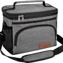 ExtraCharm Insulated Lunch Bag for Women/Men - Reusable Lunch Box for Office Picnic Hiking Beach - Leakproof Cooler Tote Bag Organizer with Adjustable Shoulder Strap for Adults - Grey