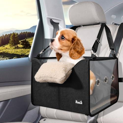 SlowTon Dog Car Seat for Small Dogs - Elevated Portable Dog Booster Seat Under 18 lbs, Pet Dog Travel Carrier with Clear Side Panel, Safety Belt and Soft Cushion SlowTon Dog Car Seat for Small Dogs - Elevated Portable Dog Booster Seat Under 18 lbs, Pet Dog Travel Carrier with Clear Side Panel, Safety Belt and Soft Cushion