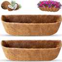 REMIAWY Coco Liners for Planters 24 Inch, 2 Packs Natural Coconut Fiber Coir Flower Basket Window Box Liners, Trough Planter Insert for Outdoor Plant Large Pots Garden Fence Decoration