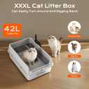 XXXL Stainless Steel Litter Box, 28.1'' Metal Cat Litter Box for Big Cats & Multi-Cat Homes, Low Entry, High Sides, Easy Clean