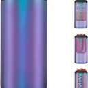 3 in 1 Slim Can Cooler for 12 OZ Skinny Can, Regular Can & Beer Bottle - Keep Cold for 6 Hours - Double Walled Insulated Stainless Steel Vacuum Beverage Insulator (Aurora)