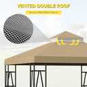 9.8'x9.8' Replacement Canopy Top Cover Only for Gazebo, Double Tiered Gazebo Covers for Outdoor Patio Garden Canopy Upgraded 2025 (Khaki)