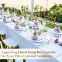 8 Pack 12 Inch Double Floral Hoop Centerpiece with Candle Lights, Metal Floral Hoop Table Centerpiece with Stand, Gold Metal Floral Hoops Table Centerpiece Decoration for Wedding Party