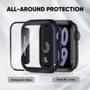 Sport Silicone Bands and Case with Screen Protector Compatible with Apple Watch Band 44mm/45mm/46mm/42mm/41mm/40mm for Men, Breathable Strap and Cover Combo for iWatch Series 11/10/9/8/7/6/5/4/SE (Midnightblue Black)