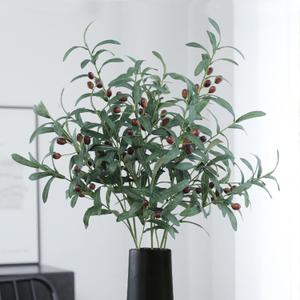 5 PCS 31.5" Artificial Olive Branch Olive Stem Artificial Branches Branchesfor Vase Tabletop Greenery Decor for Home Office Wedding Party