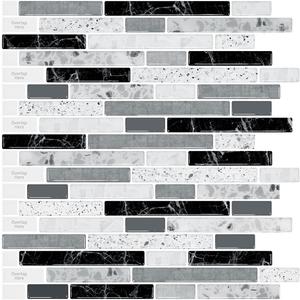 LONGKING 10-Sheet Self-Adhesive Peel and Stick Backsplash for Kitchen, Vinyl Decorative Tiles (Gray)
