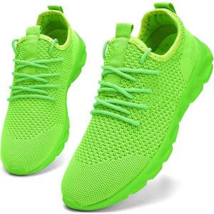 Oltyutc Tennis Gym Shoes for Women Lightweight Running Sneakers Slip On Walking Shoes for Outdoor Workout Travel (8.5, Bright Green)