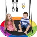 DECORLIFE 40 in Tree Swing for Kids & Adults, Reinforced 4-Tubes Steel Frame & 700lb Capacity with 900D Oxford Fabric360 Rotating Kids Outdoor Swing for Playground, Swing Sets for Backyard (Multicolor)