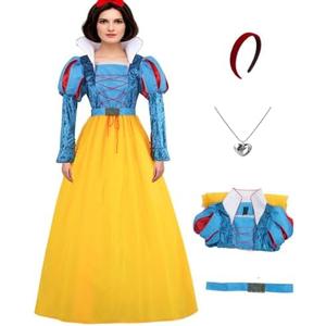 Danvato Princess Snow Costume White Cosplay Dress Womens Halloween Classic Fairytale Dress Role Cosplay for Adult. Size XL