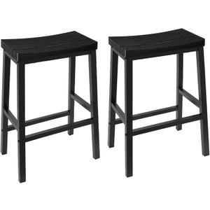 HOOBRO Bar Stools, Set of 2 Bar Chairs, 23.6 Inch Saddle Stools, Kitchen Counter Stools with Footrests, Industrial for Dining Room, Kitchen, Counter, Black BB02MD01