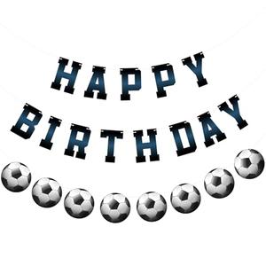 Adecortalk Soccer Happy Birthday Banner Soccer Birthday Party Garland for Boys Girls Birthday Party Decorations, Set of 4