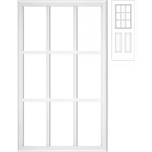 Pushglossy 20'' x 36'' Entry Door Frame Insert Only Replacement Kit (Glass Not Included) 9 Lite Exterior Front Door Window Frame Grille Inserts Replacement Kit for Home Improvement