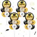 Kasyat 4 Set Glod and Black 2026 Graduation Table Centerpiece Balloon Stand Kit Congrats Grad Foil Balloons for Graduation Party Supplies Decorations