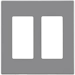Leviton 2-Gang Decora Plus Screwless Wallplate, 80309-LG, Light Gray