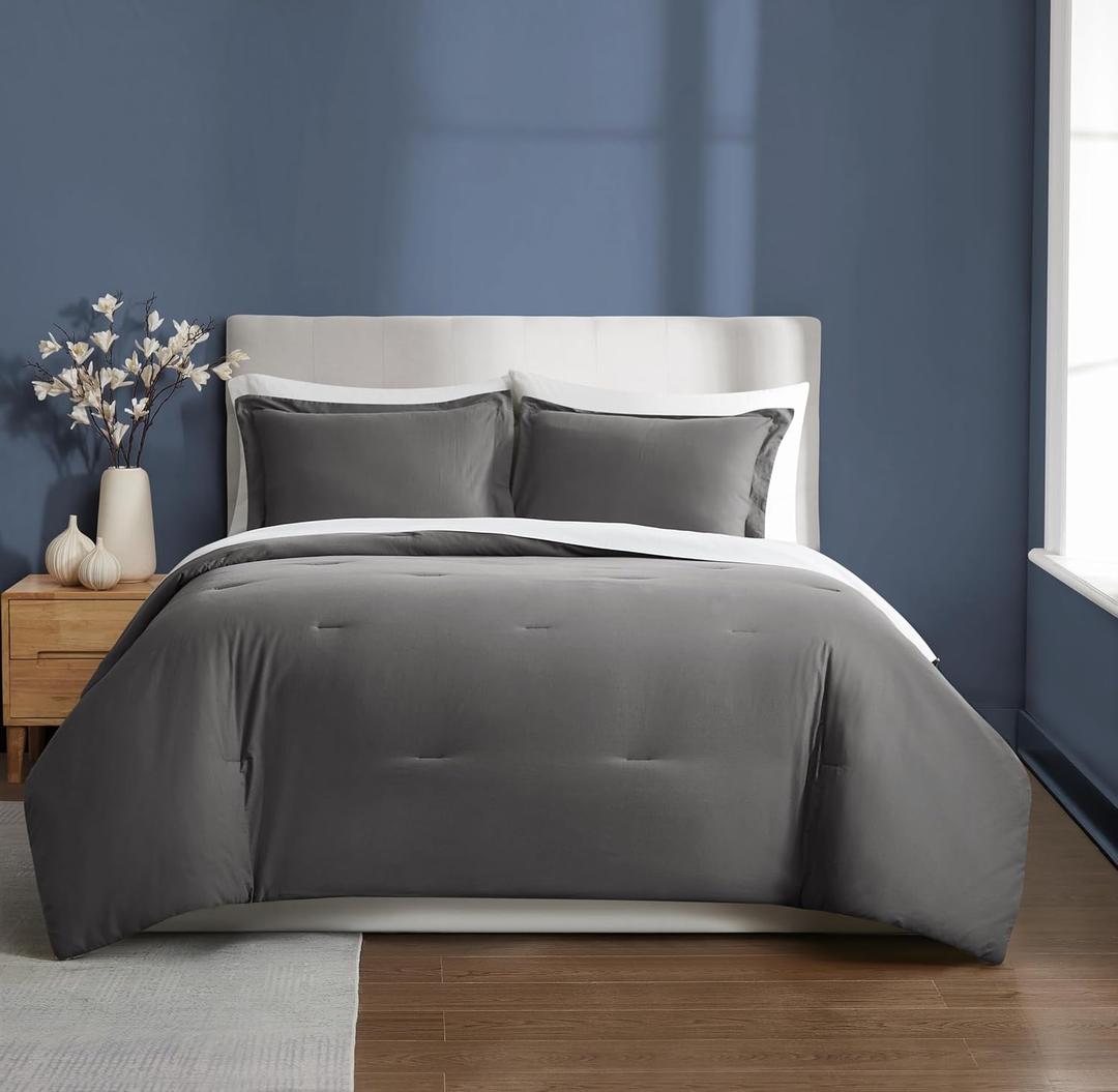 Brooklyn Loom Essential Cotton Grey Twin/Twin XL 2 Piece Comforter Set
