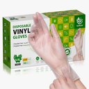 Disposable Vinyl Gloves, Food Safe, Latex-Free Powder-Free Clear Plastic Gloves for Cooking, House Clean, Food Prep