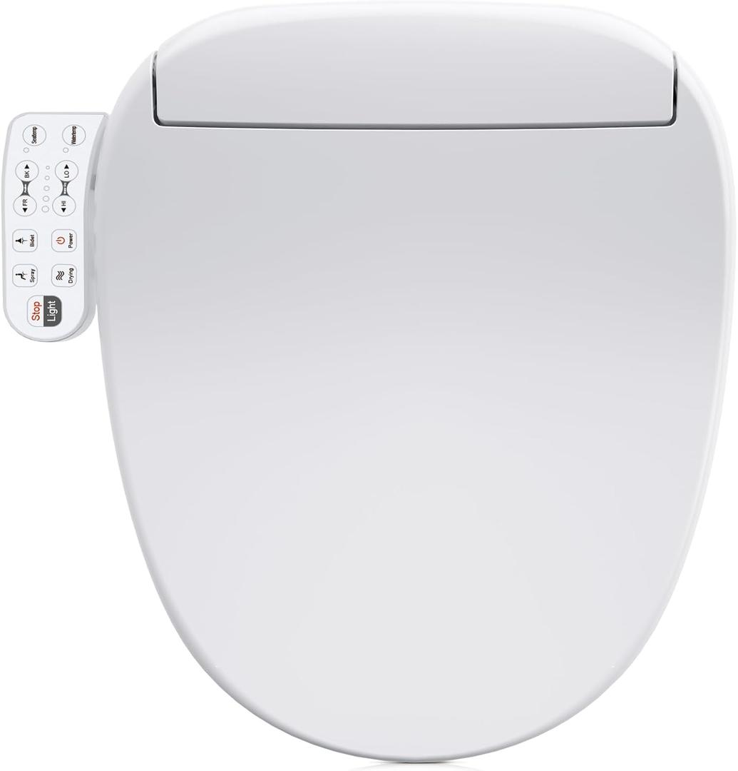 ZMJH 236D Bidet Toilet Seat, Round Smart Unlimited Warm Water, Vortex Wash, Electronic Heated, Warm Air Dryer, Rear and Front Wash, LED Light, Need Electricity, White (Round)
