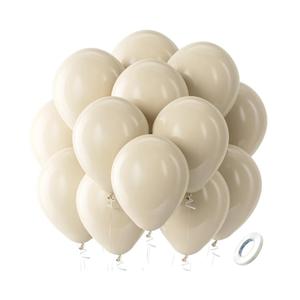 Bezente White Sand Latex Party Balloons - 100 Pack 12 inch Round Helium Sand White Cream Balloons for Birthday Wedding Bridal Shower Gender Reveal Party Decoration