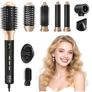 8 in 1 Hair Dryer Air Styler, Hair Dryer with Diffuser, 110000 RPM High Speed Air Styler Wrap, Blow Dryer Brush Set Includes Diffuser & Auto Curler, Fast Drying Styling, Volumizing, Straighten