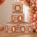 Marspark 4 Pcs Cielito Lindo Baby Shower Decorations Cielito Lindo Baby Blocks Boxes with Letter Mexican Party Decorations Papel Picado Box for Gender Reveal Birthday Fiesta Photo Props(Brown)