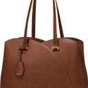 LOVEVOOK Work Tote Bag for Women, Vintage Leather Laptop Bag Teacher Tote Bag, Professional 15.6 Inch Computer Bag, Large Tote Purse Handbag With Laptop Compartment, Dark Brown