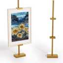 Tabletop Easel Stand for Picture Frame up to 16.5" H Metal Gold Floating Picture Frame Stand Table Easels for Display for Signs Photos Art