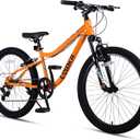 vollsch 24 Inch Kids Mountain Bike for 9-15 Years Old Boys Girls Teens 6-Speed Child MTB Bicycle with Front Suspension Fork, Orange