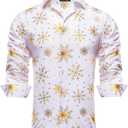 Hi-Tie Mens Christmas Dress Shirts Long Sleeve Casual Ugly Santa Claus Button Down Xmas Shirts for Men Party Holiday (White, XXXL)