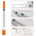 100pcs 0.5ml 31G 8mm Syringe with Needle, Individually Wrapped