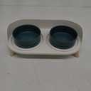 Elevated Ceramic Cat Bowl Set - Raised Double Dishes for Food & Water - Non-Slip Stand & Splash Proof - for Cats & Puppies - 2 x 480 ML - 16.23 OZ (Puppy/Small Dogs & Cat Bowls, Green)