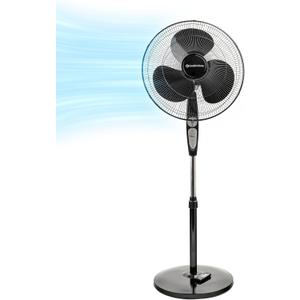 Comfort Zone Oscillating Pedestal Fan with Remote Control, Stand Fan, 18 inch, 3 Speed, Adjustable Height & Tilt, & Timer, Auto Shutoff, Ideal for Home, Bedroom & Office, Airflow 17 ft/sec, CZST181RBK