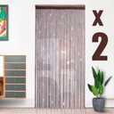 Hysenm 2 Pack 39 x 79 Inch Beaded Curtain String Door Curtains, Hippie Room Decor Closet Beaded Curtains for Doorway, Room Divider Privacy Decor, Boho Home Decoration for Bedroom, Party, Brown