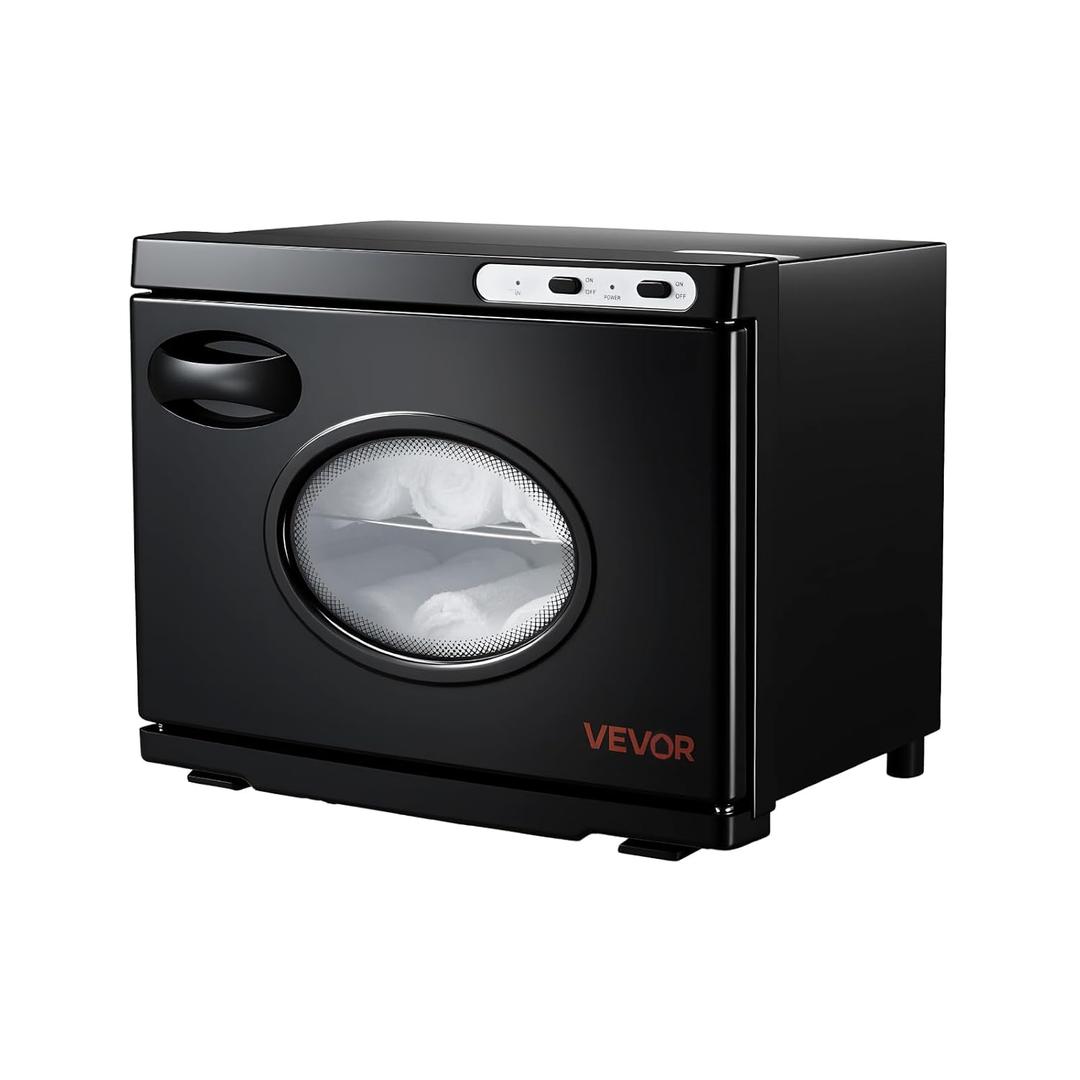 VEVOR Hot Towel Warmer, 23L Large Towel Warmer Cabinet with See Through Window, Clip & Stainless Steel Racks, Holds up 36 Towels, All-Round Heating Cabinet for Spa, Barber, Manicures, Massage, Salon (Black)