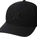 Hurley Mens Baseball Cap - Curved Brim Flexfit Fitted Hats for Men (Small-Medium, Black/Black)