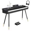 STRICH 88 Key Digital Piano, Hammer-Action Weighted Keyboard, Full Size Desk Cover Electric Piano Keyboard with Stand, 25Wx2 Speakers, Headphones, Three Pedal, SDP-350S(Color Black)